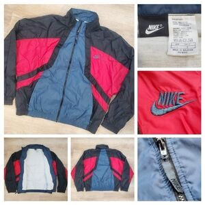 Vintage 90s Nike Track Jacket Colorblock Full Zip Lined Winbreaker Men's L EUC